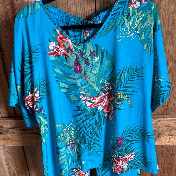 Soma Glamour Foliage Pajama Set in Blue with Floral Print - Picture 3 of 5